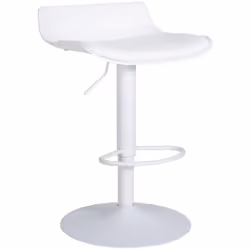 Tabouret de bar - 10_0004537 - Réglable en hauteur - Design moderne - PVC blanc et métal blanc