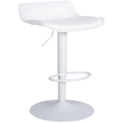 Tabouret de bar - 10_0004537 - Réglable en hauteur - Design moderne - PVC blanc et métal blanc
