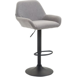 Tabouret de bar x1 repose-pieds en forme d'arc en métal noir assise en tissu gris 100004547