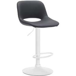 Tabouret de bar chaise haute x1 avec repose-pieds en pvc noir piètement métallique blanc 100004588