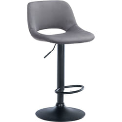 Tabouret de bar chaise haute x1 avec repose-pieds en velours gris foncé piètement métallique noir 100004602
