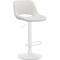 Tabouret de bar chaise haute x1 avec repose-pieds en velours crème piètement métallique blanc 100004604