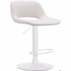 Tabouret de bar chaise haute x1 avec repose pieds en tissu creme pietement metallique blanc 10_0004617