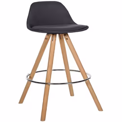 Tabouret de bar - Scandinave - Tissu gris foncé - Bois clair - Repose-pieds rond - 120 kg