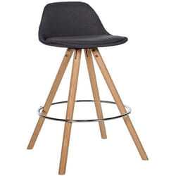 Tabouret de bar - Scandinave - Tissu gris foncé - Bois clair - Repose-pieds rond - 120 kg