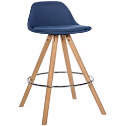 Tabouret de bar - Scandinave - Bleu - Bois de hêtre - Hauteur 99 cm - Confort rembourré