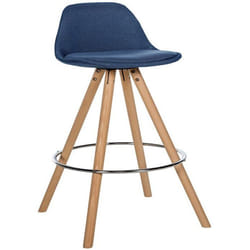 Tabouret de bar - Scandinave - Bleu - Bois de hêtre - Hauteur 99 cm - Confort rembourré