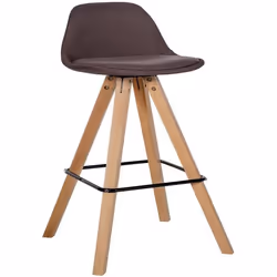 Tabouret de bar - Noname - Style scandinave - Tissu marron - Bois clair - Repose-pieds métal