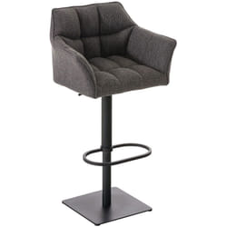 Tabouret de bar chaise haute de comptoir couture carrées assise en tissu gris titane cadre en métal noir 100004699
