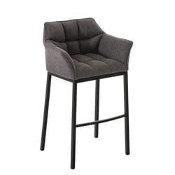 Tabouret de bar - Couture - Tissu gris titane - 4 pieds en métal noir - Confort optimal - Style contemporain