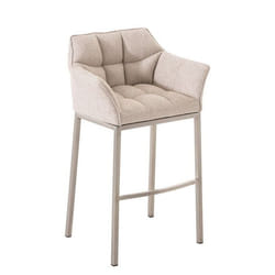 Tabouret de bar - Couture - Crème - 4 pieds en acier inoxydable - Confort optimal - Design contemporain