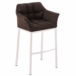 Tabouret de bar - Couture - Marron - Tissu - Métal blanc - 4 pieds stables