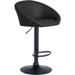Tabouret de bar assise pivotante à 360° hauteur réglable en pvc noir piètement en métal noir 100004763
