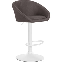 Tabouret de bar assise pivotante à 360° hauteur réglable en tissu gris foncé piètement en métal blanc 100004775
