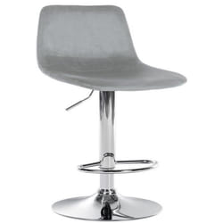 Tabouret de bar - Non spécifié - Modèle 10_0004778 - Velours gris - Réglable en hauteur - Design contemporain