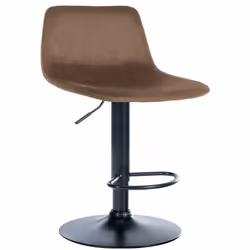 Tabouret de bar - 10_0004781 - Velours marron - Métal noir - Réglable en hauteur - Pivotant 360°