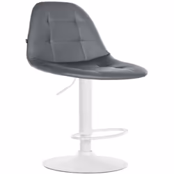 Tabouret de bar - 10_0004831 - Réglable en hauteur - Pivotant 360° - PVC gris - Métal blanc