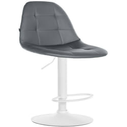 Tabouret de bar - 10_0004831 - Réglable en hauteur - Pivotant 360° - PVC gris - Métal blanc