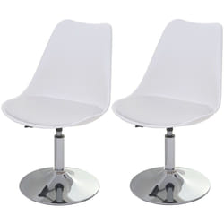 Lot de 2 chaises de salle à manger pivotantes réglable en hauteur pvc blanc piètement chromé 040000272