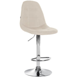 Tabouret de bar x1 avec repose-pieds hauteur réglable pivotant assise en tissu crème cadre métallique chromé 100004844