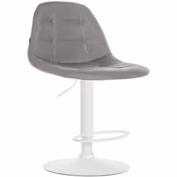 Tabouret de bar - Non spécifié - Hauteur réglable - Pivotant - Tissu gris - Cadre métallique blanc