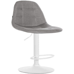 Tabouret de bar - Non spécifié - Hauteur réglable - Pivotant - Tissu gris - Cadre métallique blanc