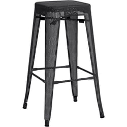 Tabouret de bar avec repose-pieds design industriel empilable en métal perforé noir 100004867