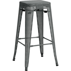 Tabouret de bar avec repose-pieds design industriel empilable en métal perforé gris 100004869