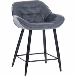 Tabouret de bar - Non spécifié - 10_0004899 - Tissu gris - Métal noir - Dossier confortable