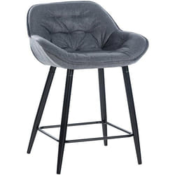 Tabouret de bar - Non spécifié - 10_0004899 - Tissu gris - Métal noir - Dossier confortable