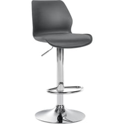 Tabouret de bar x1 avec repose-pieds hauteur réglable pivotant en pvc et plastique gris et métal 100004905