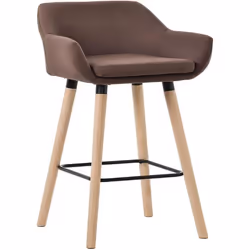 Tabouret de bar - Design Scandinave - Assise en Tissu - Pieds en Bois - Repose-pieds Métallique