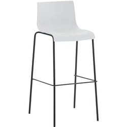 Tabouret de bar avec repose-pieds dossier incurvé en plastique blanc et 4 pieds en métal noir 100004928