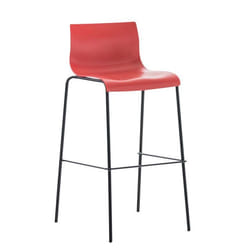 Tabouret de bar - Non spécifié - Rouge - Dossier incurvé - 4 pieds en métal - Empilable