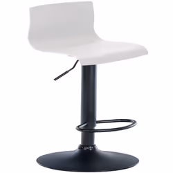 Tabouret de bar - Noname - Modèle 10_0004932 - Plastique blanc - Métal noir - Dossier incurvé