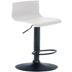 Tabouret de bar - Noname - Modèle 10_0004932 - Plastique blanc - Métal noir - Dossier incurvé