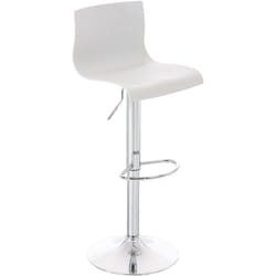 Tabouret de bar avec repose-pieds pivotant dossier incurvé en plastique blanc et métal chromé 100004936