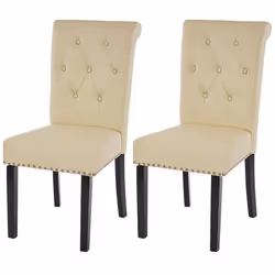 Chaises de salle à manger - Chesterfield - Crème - Lot de 2 - Design moderne - Rembourrage confortable