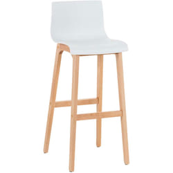 Tabouret de bar design scandinave x1 structure de 4 pieds en bois assise en plastique blanc 100004942