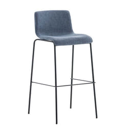 Tabouret de bar - Design moderne - Assise en tissu bleu - 4 pieds en métal noir - Empilable - Confortable