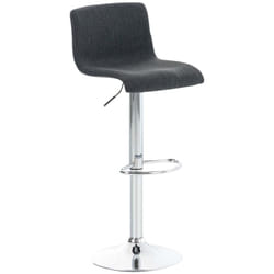 Tabouret de bar avec repose-pieds pivotant dossier incurvé en tissu gris foncé et métal chromé 100004967