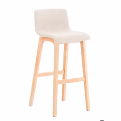 Tabouret de bar - 10_0004972 - Tissu crème - Bois massif - Design contemporain - Repose-pieds intégré