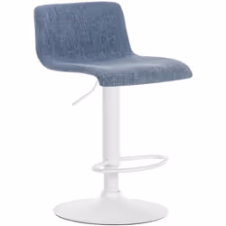 Tabouret de bar - Noname - Modèle 10_0004976 - Tissu bleu - Métal blanc - Dossier incurvé