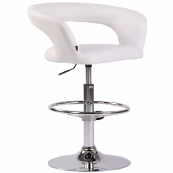 Tabouret de bar - 10_0004989 - PVC blanc - Métal chrome - Réglable en hauteur - Confort optimal