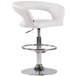 Tabouret de bar - 10_0004989 - PVC blanc - Métal chrome - Réglable en hauteur - Confort optimal
