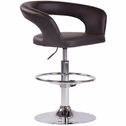 Tabouret de bar - 10_0004992 - Moderne - PVC marron - Métal chrome - Réglable en hauteur