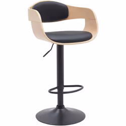 L'originalité du tabouret de bar réside dans le mélange harmonieux et élégant du bois, pour la coque du siège en similicuir e ...