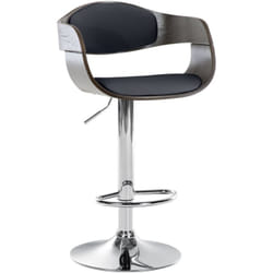 Tabouret de bar x1 design scandinave en pvc noir et structure en bois couleur gris 100005040