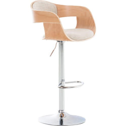 Tabouret de bar x1 design scandinave en tissu crème et structure en bois clair 100005050