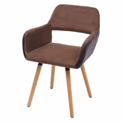 Chaise de salle à manger - Design rétro - Tissu marron - Pieds en bois clair - 1 place - Vintage